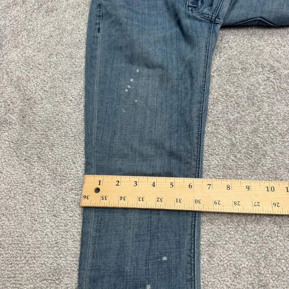 Hudson Low Rise Skinny Denim Jeans Womens 24 Blue Paint Splatter Stretch Casual